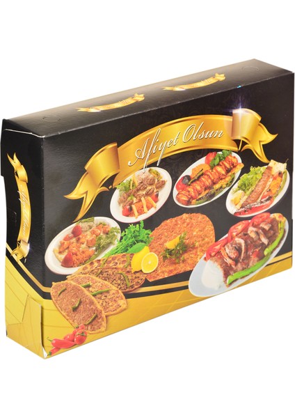 Kebap Pide Lahmacun Kutusu 1 kg 100'LÜ Paket | 17X25X4,5 cm Metalizeli Krome Karton Baskılı Ambalaj