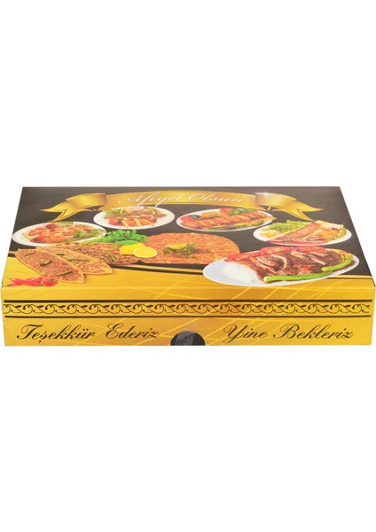 Kebap Pide Lahmacun Kutusu 1 kg 100'LÜ Paket | 17X25X4,5 cm Metalizeli Krome Karton Baskılı Ambalaj modelleri