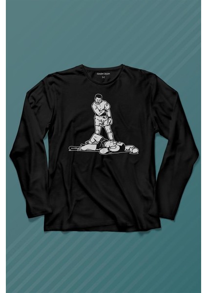 Muhammed Ali Sonny Liston Ağır Siklet Boks Nakavt Boxing Uzun Kollu Tişört Baskılı T-Shirt