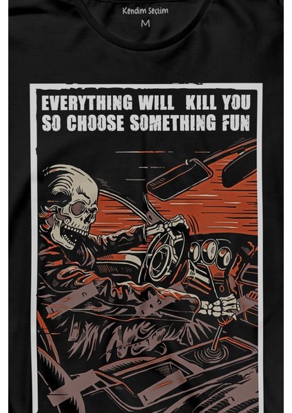 Choose Somthing Fun Araba Kuru Kafa Uzun Kollu Tişört Baskılı T-Shirt fiyatları