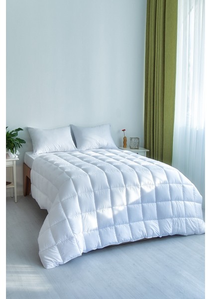 Yorgan Çift Kişilik Microfiber Dolgun Kare Desenli 195X215 cm