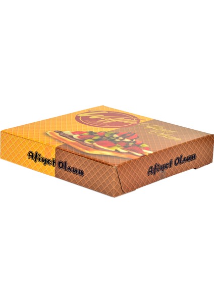 Waffle Kutusu 100'LÜ Paket | 18X18X4 cm Selefonlu Krome Karton Baskılı Ambalaj modelleri
