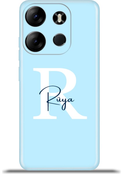 Tecno Spark Go 2023 Kılıf Silikon Esnek Kamera Koruma Kişiye Özel Isim Harf Zao Mavi - R