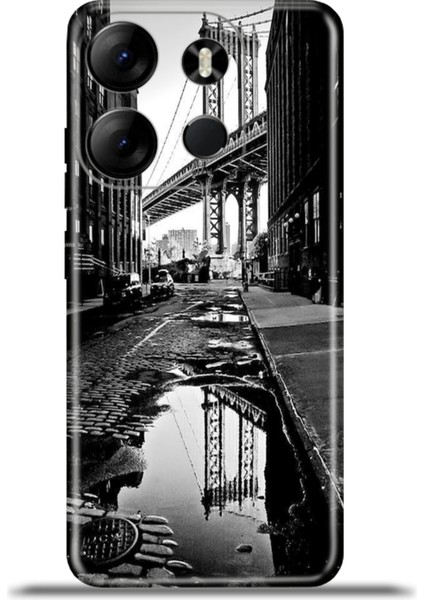 Tecno Spark Go 2023 Kılıf Esnek Silikon Kamera Koruma 4K Desenli Özel Tasarım - Manhattan Bridge
