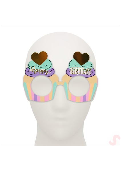 Happy Birthday Karton Gözlük, 15CM x 10CM x 6 Adet - Pembe