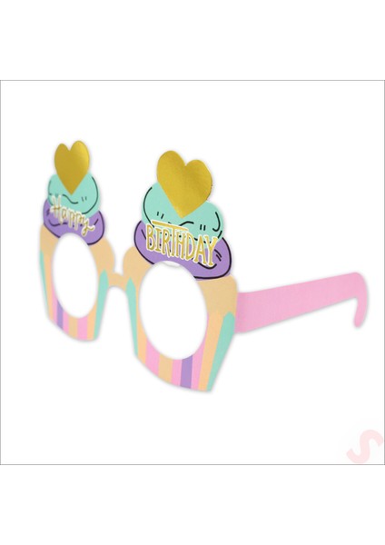 Happy Birthday Karton Gözlük, 15CM x 10CM x 6 Adet - Pembe fiyatları