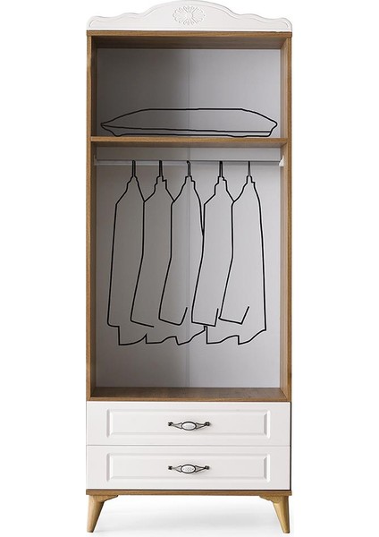 Sahra 2 Kapılı 2 Çekmeceli Gardrop Elbise Dolabı 80X48X210CM