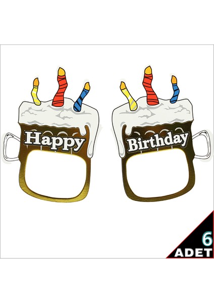 Happy Birthday Karton Gözlük, 15CM x 10CM x 6 Adet - Beyaz modelleri