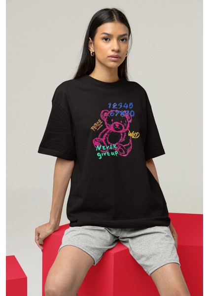 Number Bear Tasarım Baskılı Oversize T-Shirt