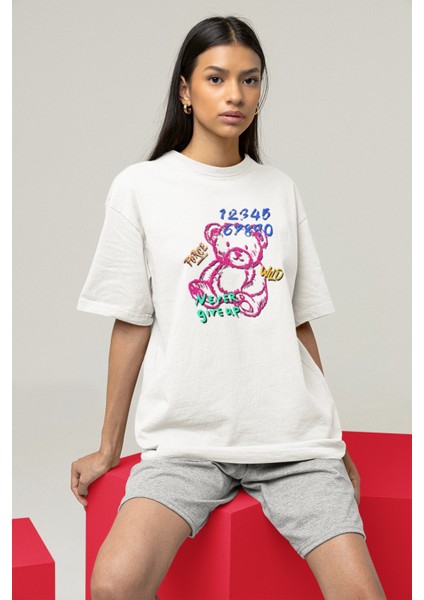 Number Bear Tasarım Baskılı Oversize T-Shirt