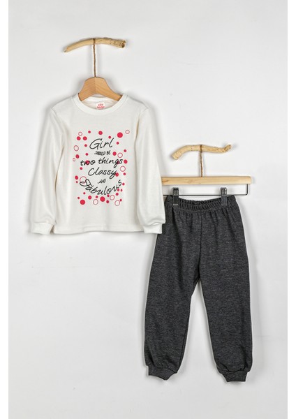 Kız Çocuk Pembe 3’lü Yelek, Sweatshirt, Eşofman Takım 2 / 3 / 4 Yaş