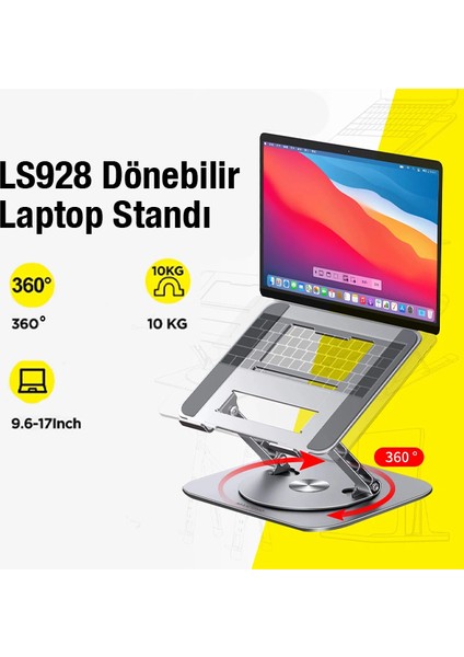 Mc LS928HUB 4in1 Masaüstü 360° Dönebilen Laptop Standı Hub​