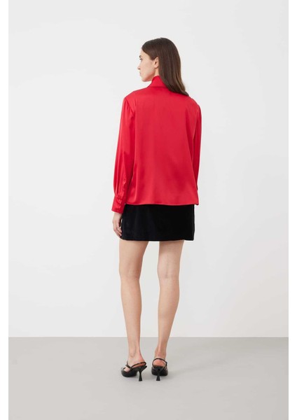 Uzun Yaka Saten Gömlek Kırmızı K2413558_006 fiyatları
