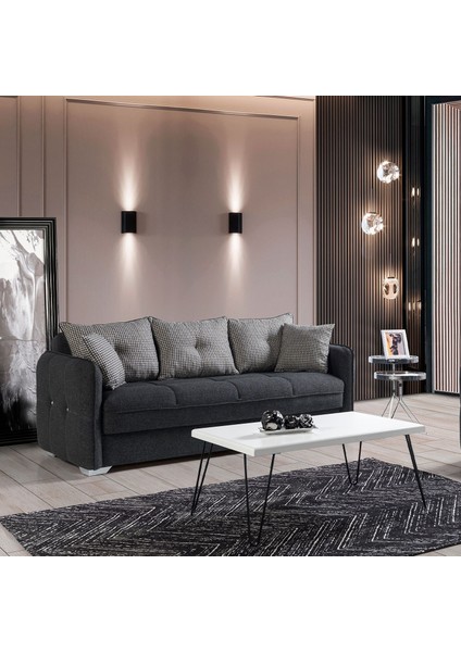 Torino Çekyatlı Koltuk Takımı Antrasit Kazayağı 3+1 fiyatları