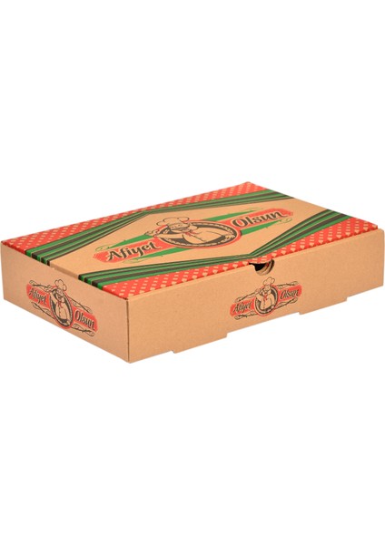 Oluklu Pide Kutusu 100'lü Paket 17X25,5X5 cm Krome Karton Baskılı Ambalaj fiyatları