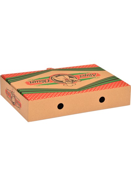 Oluklu Pide Kutusu 100'lü Paket 17X25,5X5 cm Krome Karton Baskılı Ambalaj modelleri