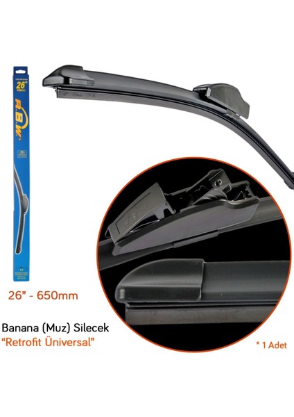 91026 Retrofit Üniversal 26 Inç / 650 mm Muz Silecek