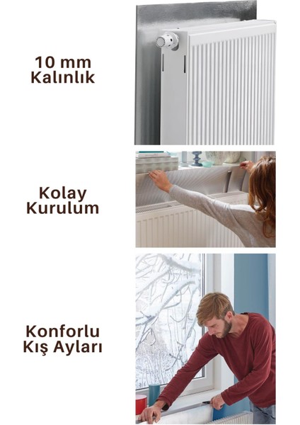 9 Adet Kalorifer Radyatör Arkalığı Petek Arkası Isı Tasarruf Yalıtım Izolasyon Yansıtıcı Levhası