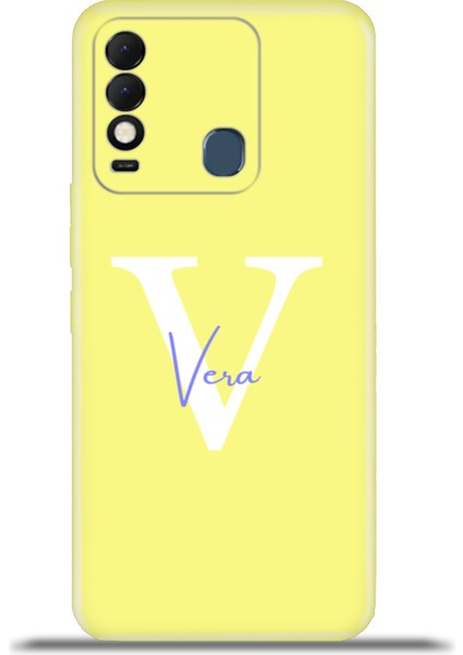 Tecno Spark 8t Kılıf Silikon Esnek Kamera Koruma Kişiye Özel Isim Harf Zao Sarı - V