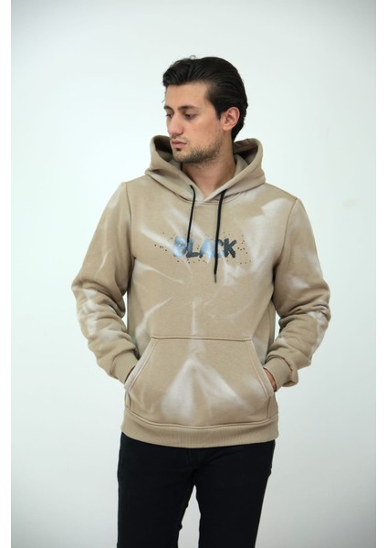 Kapişonlu Yıkamalı Baskılı 3iplik Sweatshirt Hoodie