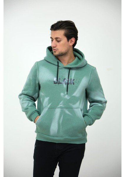 Kapişonlu Yıkamalı Baskılı 3iplik Sweatshirt Hoodie