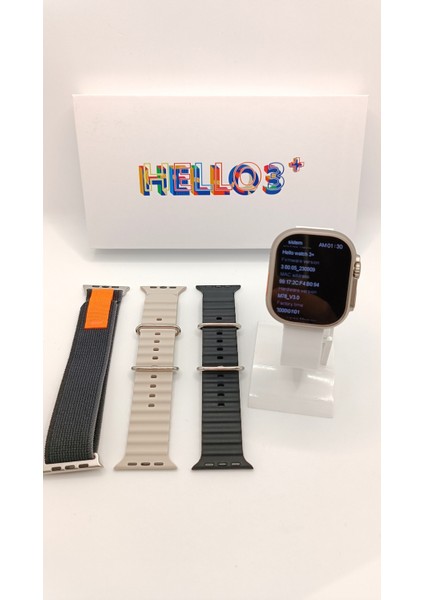 Hello Watch 3+ Plus Amoled 3 Kordonlu Ultra 49MM Watch 9 Şarj Pusula 4gb Akıllı Saat