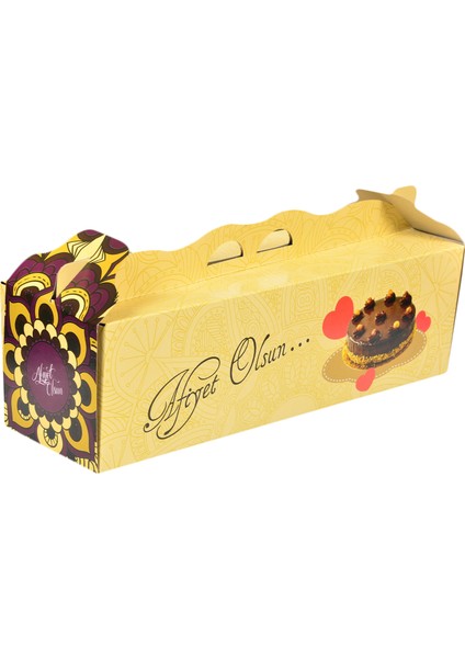 Baton Yaş Pasta Kutusu 100'lü Paket 10X10X30 cm Krome Karton Baskılı Ambalaj
