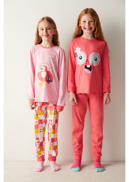 Kız Çocuk Pinky Eyes Uzun Kollu 2'li Pijama Takımı