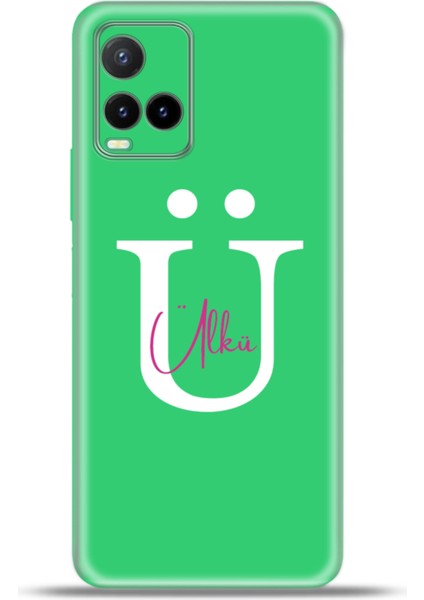 Vivo Y21S Kılıf Silikon Esnek Kamera Koruma Kişiye Özel Isim Harf Zao Yeşil - Ü