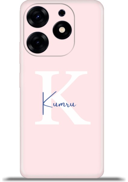 Tecno Spark 10 Pro Kılıf Silikon Esnek Kamera Koruma Kişiye Özel Isim Harf Zao Pembe - K