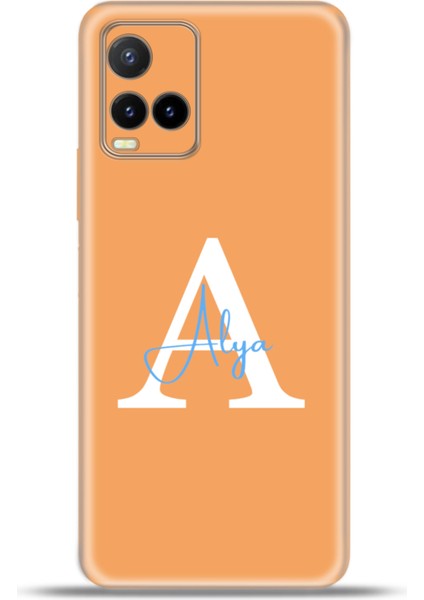Vivo Y33S Kılıf Silikon Esnek Kamera Koruma Kişiye Özel Isim Harf Zao Turuncu - A