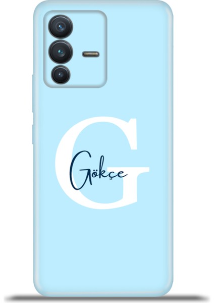 Vivo V23 5g Kılıf Silikon Esnek Kamera Koruma Kişiye Özel Isim Harf Zao Mavi - G