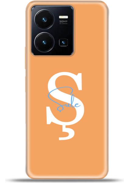 Vivo Y22S Kılıf Silikon Esnek Kamera Koruma Kişiye Özel Isim Harf Zao Turuncu - Ş