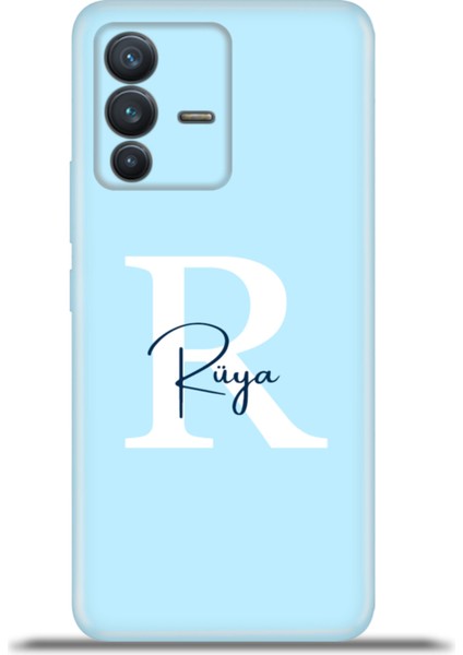 Vivo V23 5g Kılıf Silikon Esnek Kamera Koruma Kişiye Özel Isim Harf Zao Mavi - R