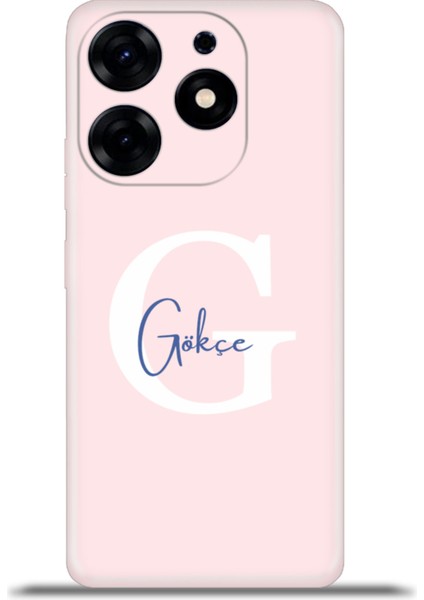 Tecno Spark 10 Pro Kılıf Silikon Esnek Kamera Koruma Kişiye Özel Isim Harf Zao Pembe - G
