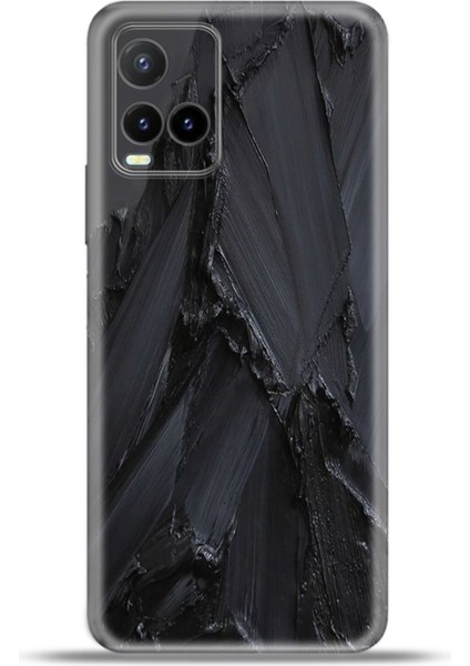 Vivo Y33S Kılıf Esnek Silikon Kamera Koruma 4K Desenli Özel Tasarım - Siyah Beton