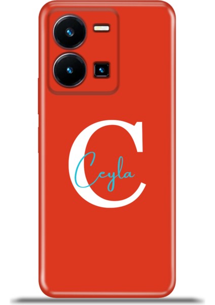Vivo Y35 Kılıf Silikon Esnek Kamera Koruma Kişiye Özel Isim Harf Zao Kırmızı - C