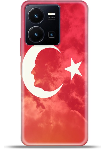 Vivo Y22S Kılıf Esnek Silikon Kamera Koruma 4K Desenli Özel Tasarım - Ay Yildiz Atatürk