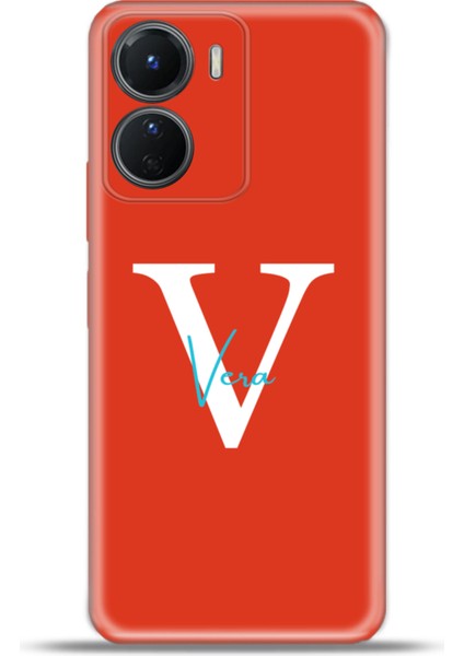 Vivo Y16 Kılıf Silikon Esnek Kamera Koruma Kişiye Özel Isim Harf Zao Kırmızı - V