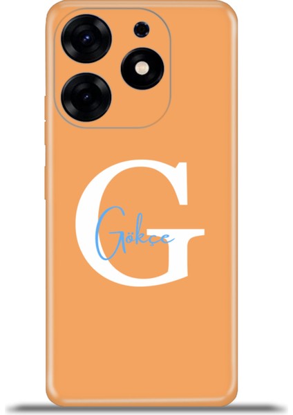 Tecno Spark 10 Pro Kılıf Silikon Esnek Kamera Koruma Kişiye Özel Isim Harf Zao Turuncu - G