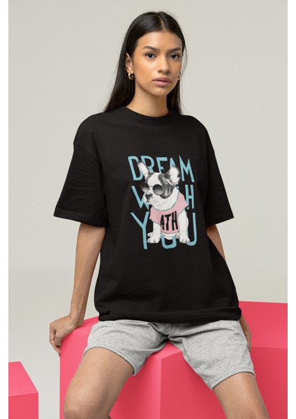 Fransız Bulldog Tasarım Desenli T-Shirt