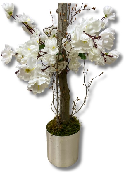 Beyaz Bahar Dalı 100 cm 12X12 Metal Saksı fırsatları