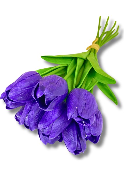 Yapay 10'lu Islak Lale Buketi 33 cm Mor modelleri