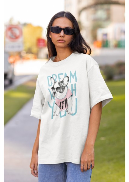 Fransız Bulldog Tasarım Desenli T-Shirt