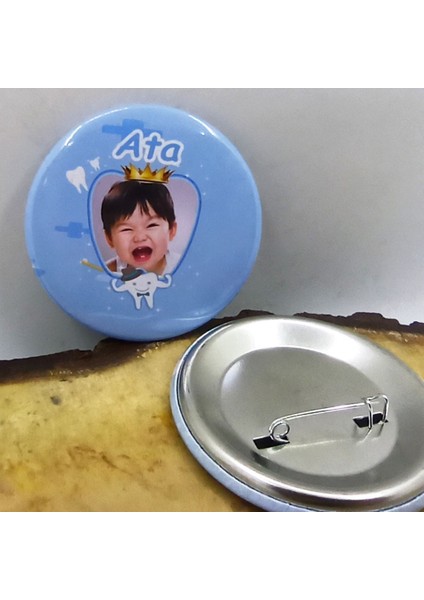 10 Adet Diş Buğdayı Partisi Rozeti Resimli Metal 6 cm Iğneli Yaka Rozeti