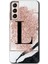 Galaxy S21 Kılıf Hd Desen Baskılı Arka Kapak + Kırılmaz Cam - Pembe Mermer Desenli L Harfi 1