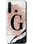 Realme 5i Kılıf Hd Desen Baskılı Arka Kapak - Pembe Mermer Desenli G Harfi 1