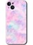 Apple iPhone 14 Kılıf Hd Desen Baskılı Arka Kapak + Kırılmaz Cam - Pembe-Duman 1