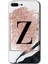 Apple iPhone 7 Plus Kılıf Hd Desen Baskılı Arka Kapak - Pembe Mermer Desenli Z Harfi 1