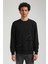 Bisiklet Yaka Siyah Slim Fit Sweatshirt 23FWM60150 1